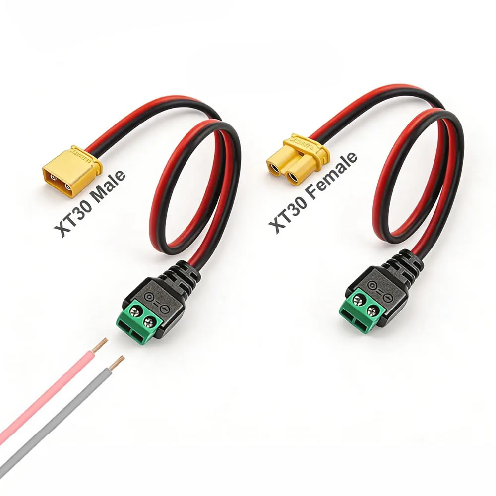Drone Battery Adapter - XT30 Stecker-Buchse-Verbinder auf lötfreien 2-Pin-Schraubklemmenadapter für