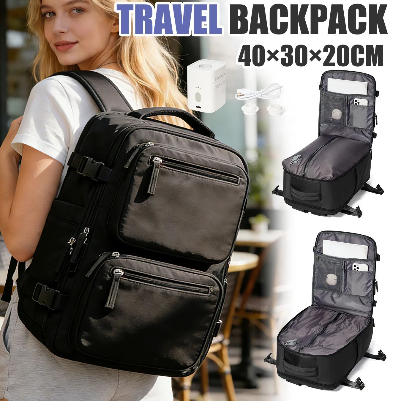 Drone Backpack - Damen-Rucksack mit Vakuumpumpe Handgepäck 40x30x20 Ryanair